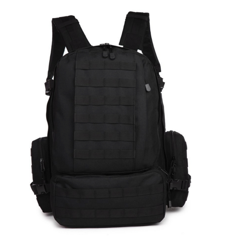 Grosser Taktischer Tarnrucksack in Schwarz mit Laptopfach, Trinksystem und MOLLE Schlaufen – Bild 2