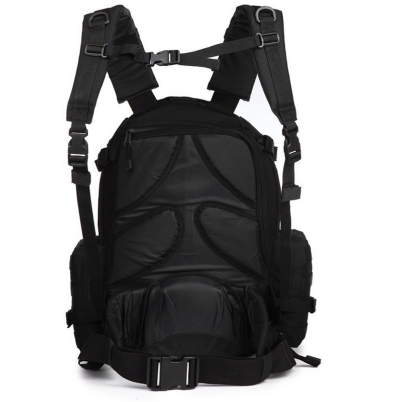 Grosser Taktischer Tarnrucksack in Schwarz mit Laptopfach, Trinksystem und MOLLE Schlaufen – Bild 4