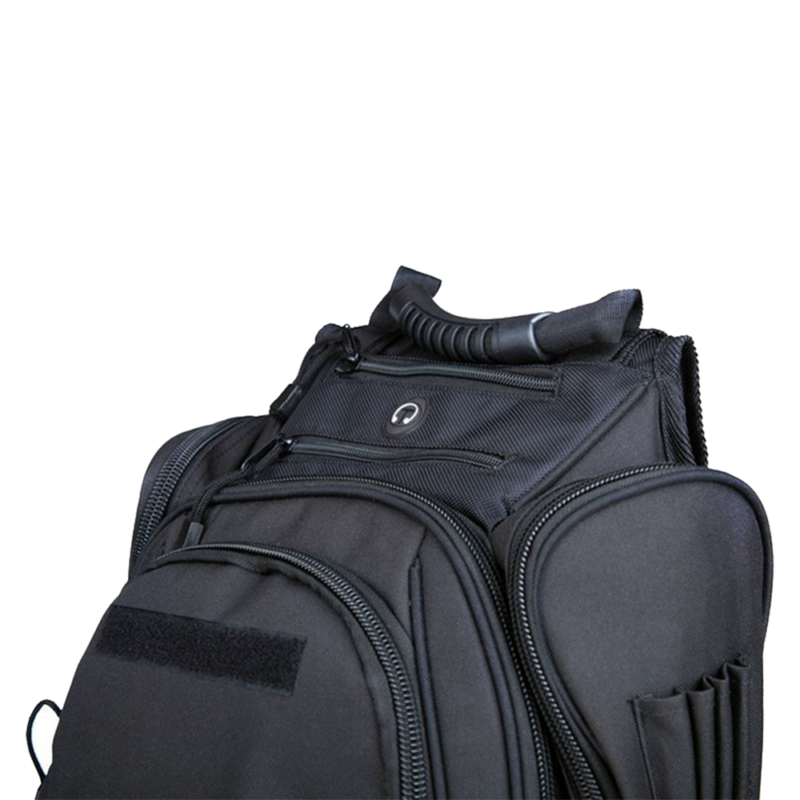 Kompakter Tarnrucksack in Schwarz mit Fächern für Laptop und Musikplayer – Bild 4